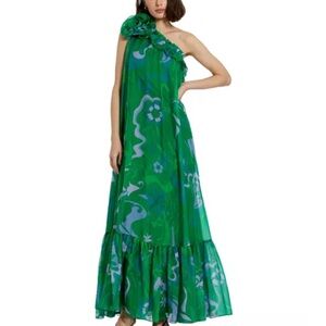 Mac Duggal Emerald and Sky One Shoulder Gown